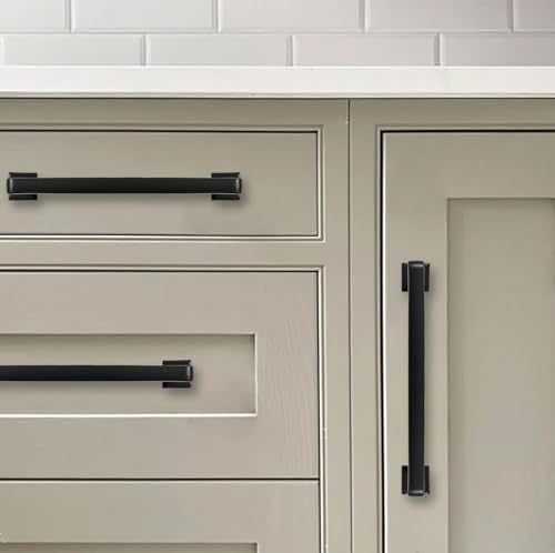khtumeware 10 Pack Matte Black Cabinet Pulls, 5 Inch(128mm) Hole Centers Cabinet Handles Kitchen Hardware Straight Bar for Cabinets and Drawer Pulls - color: Matte Black, size: 5"(128mm) Hole Center, style: 10-pack