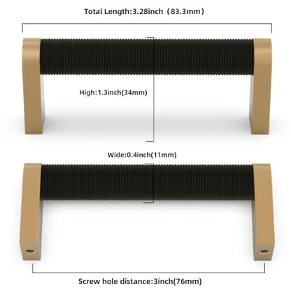 10 Pack Matte Black and Champagne Bronze Cabinet Pulls knurled 3 Inch Hole Centers Kitchen Cabinet Handles Drawer Pulls Cabinet Hardware - color: Black and Champagne, size: 3'' Hole Center(76mm)