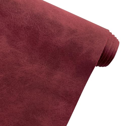XHT 30 x 135 cm Suede PU Faux Leather Fabric, Soft Smooth Crafts Synthetic Fabric for DIY Handicraft Wallets Bags Making (Dark Red) - color: Dark Red