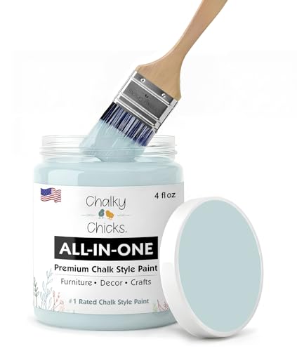 Chalky Chicks Cancun Blue 4 Fl Oz Chalk Paint for Furniture All in One - color: Cancun Blue (Light Blue), size: 4 Fl Oz (Pack of 1)