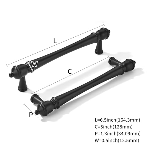 khtumeware 10 Pack 5 inch(128mm) Hole Center Black Cabinet Pulls Heavy-Duty Solid Matte Black Cabinet Hardware Drawer Pulls Hardware Suitable for Kitchens bathrooms and Dressing Tables - color: Black, size: 5inch(128mm) hole center