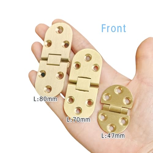 2pcs Solid Brass Hinges, Door Hinge Brass flip Hinges, Folding Tabletop Concealed Hinges, Furniture Hardware with Screws (L:1.85in(47mm)-2Pcs) - size: L:1.85in(47mm)-2Pcs