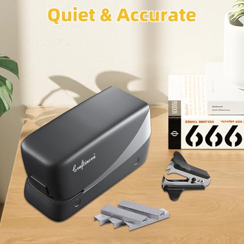 Electric Stapler, 25 Sheet, Include 2000 Staples and 1 Remover, Jam Free, Professional and Home Office Stapler，Battery not Included，AC or Battery Powered. - color: Silver Electric Stapler