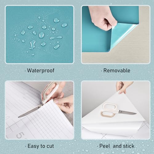 Wallercity Glossy Blue Contact Paper Shiny Light Blue Peel and Stick Wallpaper for Bedroom Bathroom Self Adhesive Stick on Kitchen Countertops Cabinets Wall Paper Vinyl Shelf Liner Film 15.8''x315'' - color: Light Blue, size: 15.8"W x 315"L