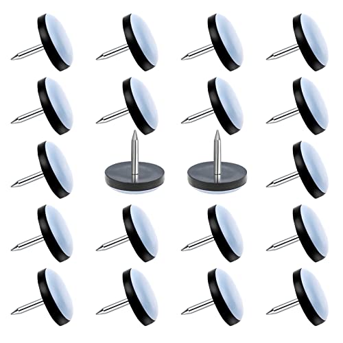 24 Pack Chair Glides, Nail On Chair Gliders (3/4 Inch Diameter), Teflon Chair Glides for Hardwood Floor, Carpet, Wooden Furniture, PTFE (Teflon) Furniture Leg Moving Pads（19mm - size: 3/4 Inch