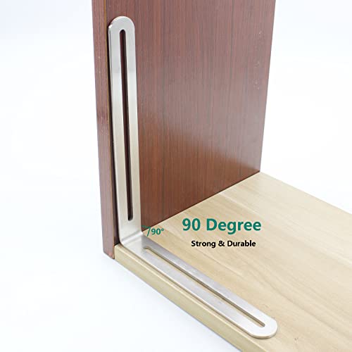 4 PCS Adjustable L-Shape Corner Brace, ULIFESTAR Heavy Duty Thicken Stainless Steel Joint Right Angle Brackets L Slotted Support Shelf Bracket for PC Case,Fixing Furniture-165x200x3mm/6.5x7.87x0.12'' - size: Silver 6.5 x 7.87 x 0.12 inches