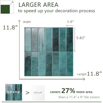 STICKGOO 10-Sheet Peel and Stick Backsplash Tile(Thicker Design) - color: Blue