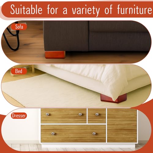 Geelin 4 Pack 2 Inch Wood Furniture Risers L-Shaped Bed Riser, Brown - color: Brown, size: 2 Inch