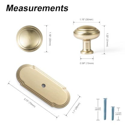 6Pack Champagne Bronze Cabinet Knobs with Backplate Drawer knobs - color: Champagne Bronze, style: Orbit Rim