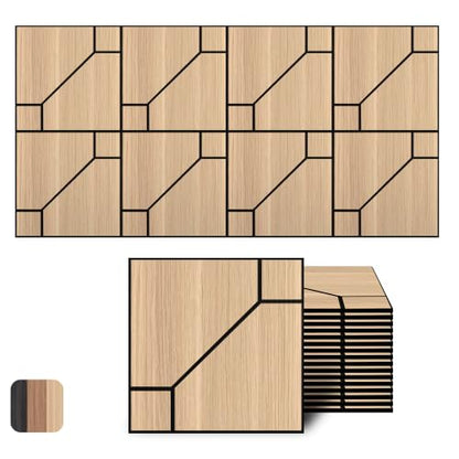 WoveN SounD Acoustic Wall Panels, Natural Oak, 16 Pack, 12x12 in - color: DoubleCell, Natural Oak, 16 Pack