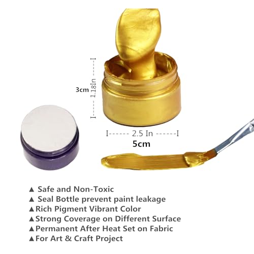 Shimmer Metallic Acrylic Paint Chalk Paste 1.7oz/50ml, Ideal for Wood/T-Shirts/Glass/Stone, DIY Crafts Projects Glitter Pearlescent Golden Pigment Suitable for Beginners Artists (Deep Gold) - color: Deep Gold