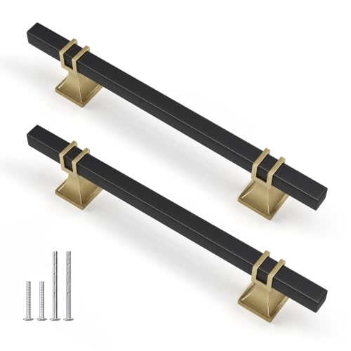 25 Pack 5 Inch Black and Champagne Bronze Cabinet Pulls - color: Black & Champagne Bronze, size: 5 inch (128mm) Hole Center Pull