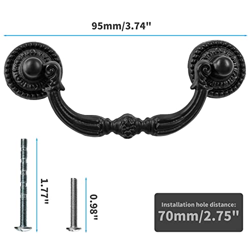 8 Pack 2.75" Hole Center Bail Pull Antique Black Drawer Handle - color: Black(8 PCS), size: 2.75 Inch