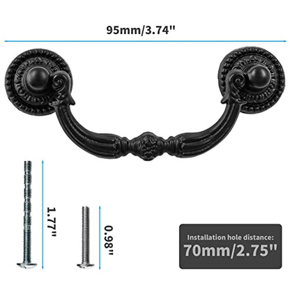 8 Pack 2.75" Hole Center Bail Pull Antique Black Drawer Handle - color: Black(8 PCS), size: 2.75 Inch