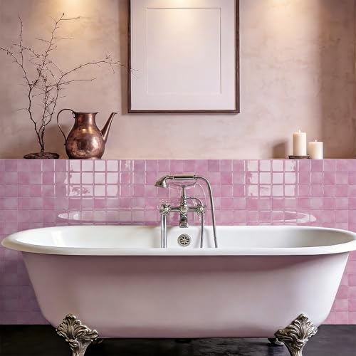 4 Sheets Blush Pink 6"x6" Peel and Stick Subway Tile Backsplash - color: Blush Pink, size: 4 Pcs 6" x 6" x 0.05"