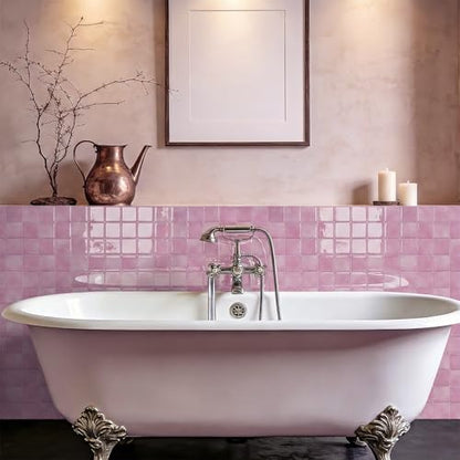 4 Sheets Blush Pink 6"x6" Peel and Stick Subway Tile Backsplash - color: Blush Pink, size: 4 Pcs 6" x 6" x 0.05"
