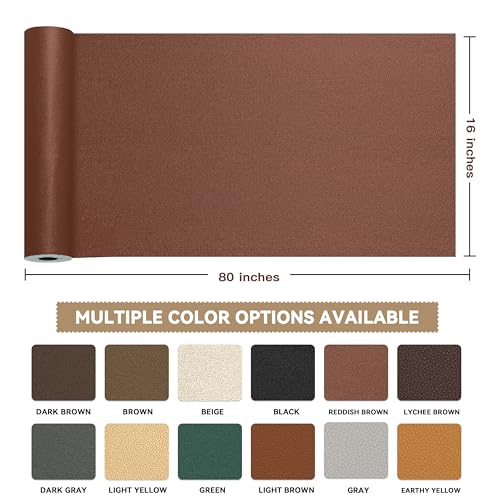 TIANLDD Leather Repair Tape,16 x 80 Inches Self Adhesive Leather Repair Patch，Leather Repair Kit for Furniture，Couches,Car Seats,Cabinets,Handbags(Light Brown-Fine Lines) - color: Light Brown-Fine Lines, size: 16" x 80"