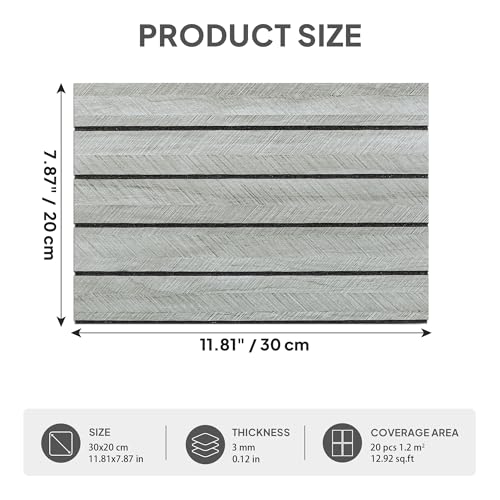 3D Wall Panels, 20 Pack, 11.8" x 7.9", Wood Grain - color: Y6004AY-20