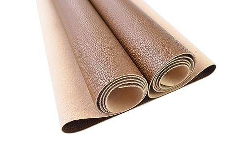 2 Yards 54" x 72" Soft Faux Leather Fabric Brown Fake Leather Fabric Upholstery Vinyl for Sofa Bags Chairs Car Seats DIY Crafts - color: Brown (Litchee Pattern), size: 2yard (54''x72'')