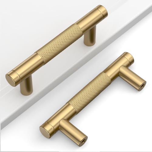 Champagne Bronze Knurled Cabinet Handles Kitchen Pulls 3 Inch 10 Pack - color: Champagne Bronze, size: 3" Hole Center