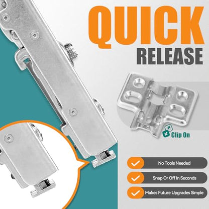 HBL' Soft Close Hinges for Frameless Cabinets, 110°, 35mm Cup, 50 Pack - size: Full Overlay