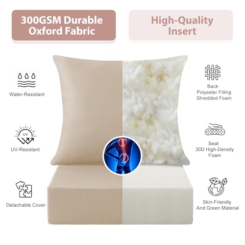 Outdoor Deep Seat Cushion Set, 24x24 Inch, Beige, Set of 1 - color: Beige
