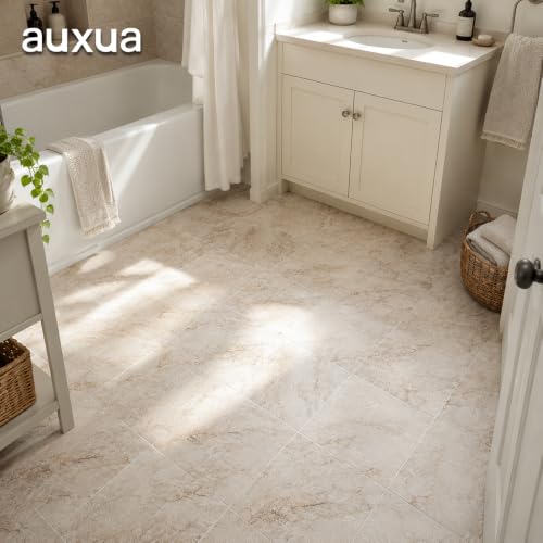 Marble Grain 12x12 Peel and Stick Floor Tile, Creamstone Marble, 10 PCS - color: Creamstone Marble