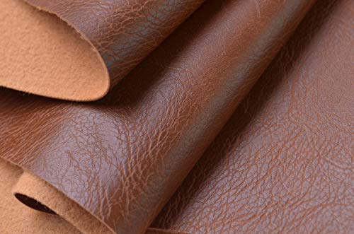 Wento Thick 2 Yard Faux Leather Fabric Soft Skin Grain PU Leather for Furniture Cover Reupholster Sofa Chairs Cushions Vinyl Upholstery (2 Yards, Brown) - color: Brown, size: 2 Yards (54" x 72")