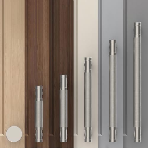Brushed Nickel Knurled Cabinet Handles Kitchen Pulls 3 Inch 10 Pack - color: Brushed Satin Nickel, size: 3" Hole Center