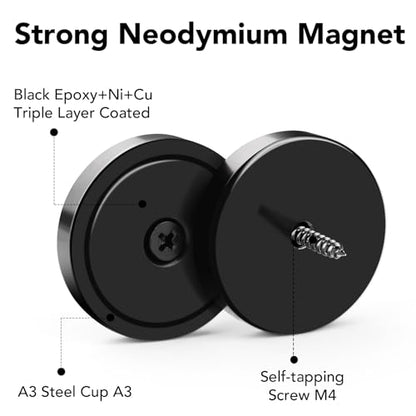 LOVIMAG Strong Magnets Heavy Duty Screw On Neodymium 150LBS Magnet 12 Pack - color: Black, size: 1.42in
