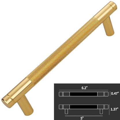 24 Pack 5 Inch 128 mm Bar Cabinet Pulls Gold Knurled Handles for Brushed Gold Drawer Pulls Cupboard Aluminum Handles Cabinet pull0820 (5 Inch, Set of 24, Gold) - color: Gold, size: 5 Inch