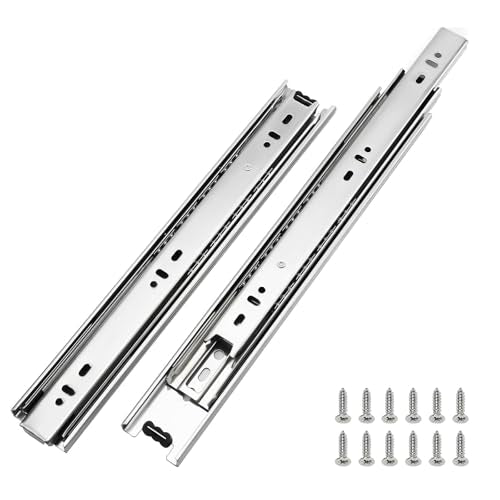 LONTAN 10 Pairs Side Mount Drawer Slides 14 Inch Heavy Duty Cabinet Rails - color: Silver, size: 14 Inch - Drawer Slide