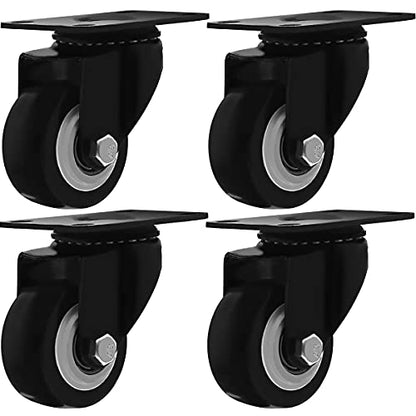 Swivel Caster Wheels Rubber Base with Top Plate & Bearing Heavy Duty Pack of 4 Black by Online Best Service (2.5" NO Brake) - size: 2.5 Inch No Brake