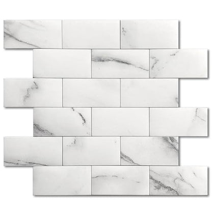 Subway Tile Peel and Stick Kitchen Backsplash White 10pcs - color: White