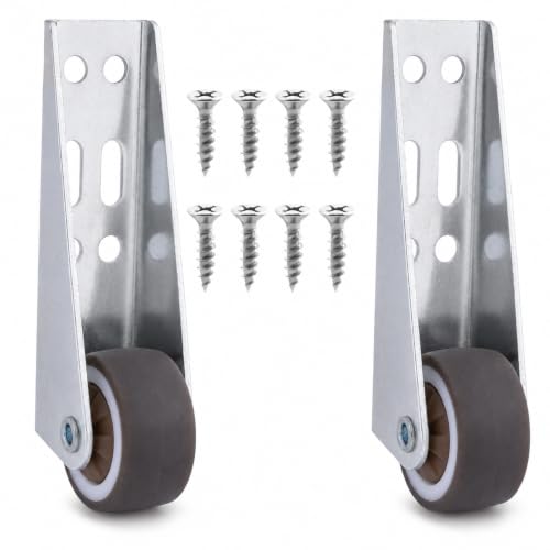 2 PCS Low Profile Casters, Rubber Low Profile Caster Wheels, Non-Slip Side Mount Caster Wheels for Room Door, Storage Box, Underbed Drawer, Cabinet,Bookcase(Silver, 0.8")