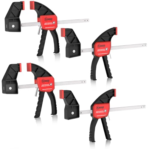 XINQIAO Bar Clamps for Woodworking 4 Inch (4) Wood Clamps Set, One-Handed Spreader with 34lbs for Stable and Reliable Fixing Solutions - size: 4IN 4PCS
