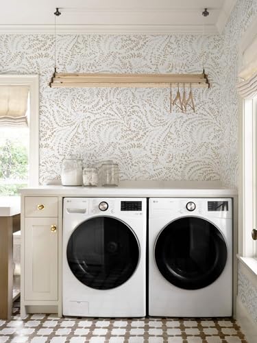 Boho Peel and Stick Wallpaper Beige Neutral Farmhouse Contact Paper - color: Beige Watercolor, size: 17.3" x 196"