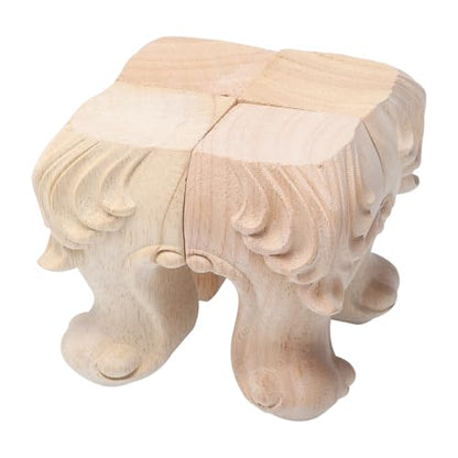 POPETPOP 4 pcs Solid Wood Furniture feet Carved Decorative Sofa Legs European Style Table Supports for Couch Bed Bench Dresser 3.93 X 2.36 X 2.36 in