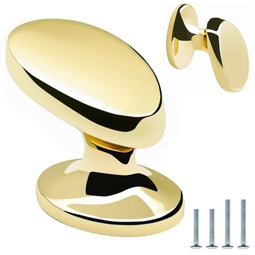 4 Pack Cabinet Knobs Polished Gold Solid Zinc Alloy Polished Brass Pulls for Dresser Drawers Shiny Gold Kitchen Cupboard Bathroom Furniture Hardware - color: 4pack - Polished Gold, size: Knob