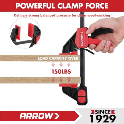 ARROW 2-Piece 12" Medium Duty Bar Clamps for Woodworking with 150LBS Force - size: 12"(2)