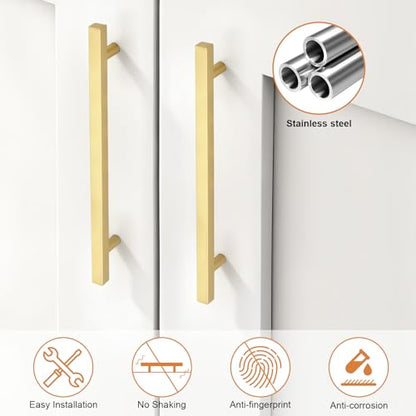 Probrico Brushed Brass Cabinet Pulls & Handles 7.5" CC Square 5 Pack - color: Brushed Brass, size: Hole Center: 192mm(7.5inch)