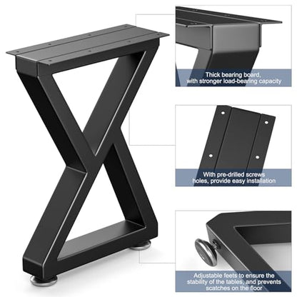 16" Metal Coffee Table Legs, Z-Type Set of 2, 40 cm H x 30 cm W - size: 16" Z-Type