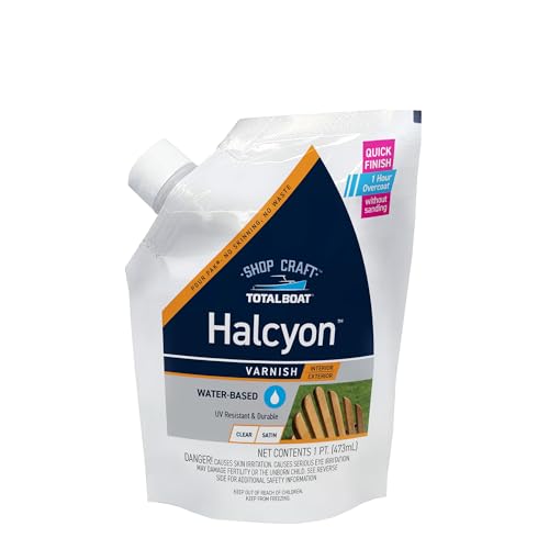 TotalBoat Halcyon Water-Based Marine Varnish for Wood - Clear Satin Pint - color: Clear Satin, size: Pint