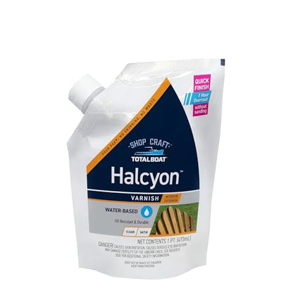 TotalBoat Halcyon Water-Based Marine Varnish for Wood - Clear Satin Pint - color: Clear Satin, size: Pint