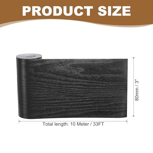 Self Adhesive Wood Grain Repair Tape 33'x 3", Multi-Use Realistic Wood Grain Repair Patch for Furniture Floor Door Table Chair Windows Handicraft DIY, Black Wood Grain