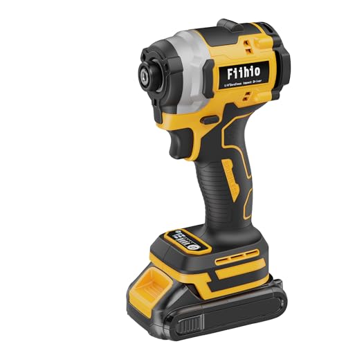 Cordless Impact Driver Compatible with Dewalt 20V /60V Max Battery(Tool Only),1/4" Hex Chuck Power Impact Driver with 2500 In-lbs, Auto Stop & LED Light for Furniture Assembly, DIY Project - color: Yellow
