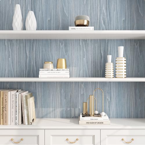 Livelynine Light Blue Wood Wallpaper Peel and Stick Wood Grain Contact Paper for Countertops Cabinets Desk Cover Kitchen Countertop Vinyl Wrap Waterproof Adhesive Cabinet Wall Paper Liner 15.8x78.8 - color: Light Blue Wood, size: 15.8" x 78.8"