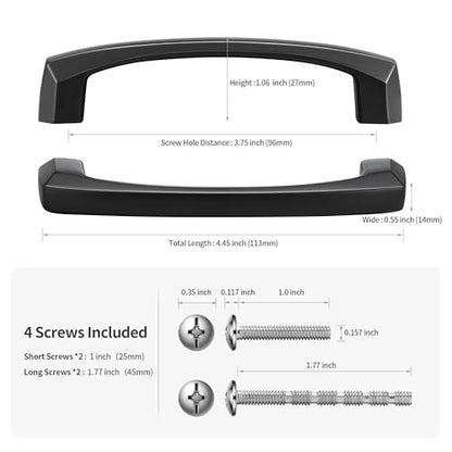 Lardmon 10 Pack 3.75 Inch(96mm) Hole Center Matte Black Modern Cabinet Pulls Solid Kitchen Cabinet Handles Hardware Bathroom Vanity Pulls Timeless Drawer Pulls Handles for Dresser - color: Matte Black, size: 3.75 Inch Hole Center, style: 10 Pack