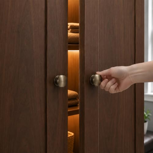 trust4care 4-Pack Antique Brass 1.5" Bifold Closet Door Cabinet Knobs Pulls - color: Bronze, size: Set of 4