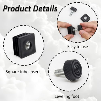 8Pcs Adjustable Leveling Feet, M8 Threaded Insert Kit with Non-Slip Base